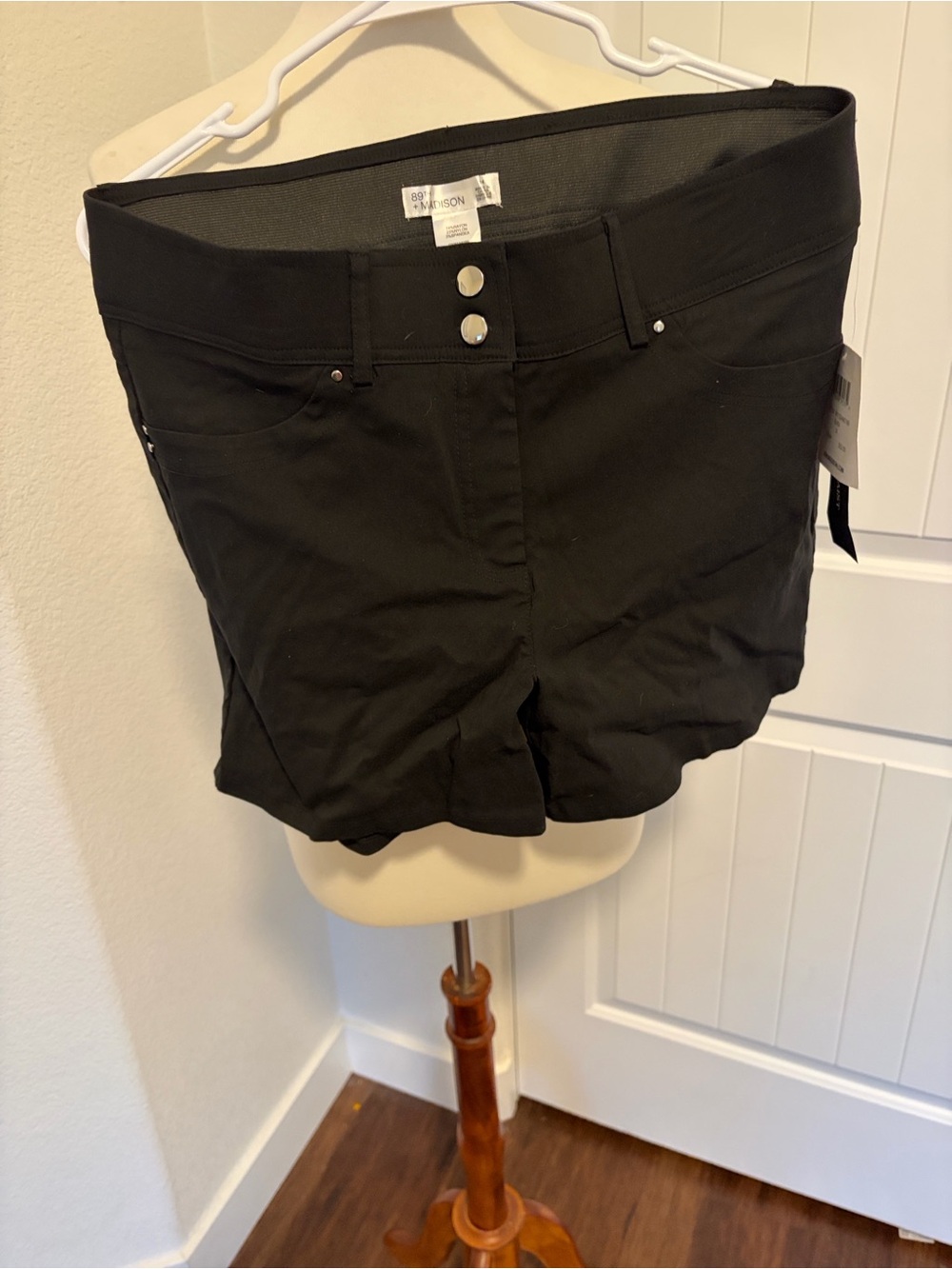 Madison Black High-Waist Shorts with Double Button